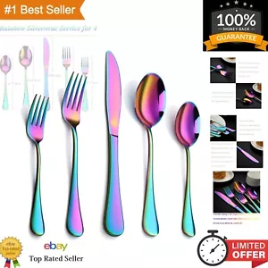 Colorful Stainless Steel Rainbow Flatware Set - 20-Piece Service for 4, Mirro... - Picture 1 of 9