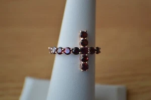 1.85ct Anthill Garnet Cross Ring 18K Rose Gold over Fine Silver Size 6 - Picture 1 of 15