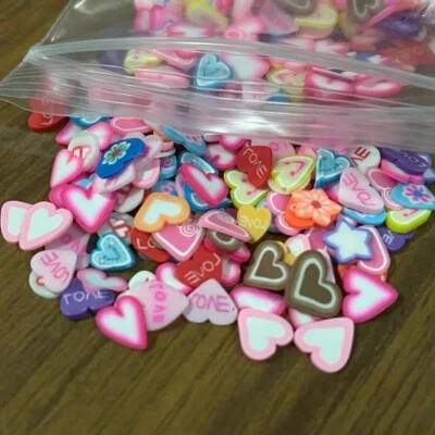 1000pc Tiny Clay Heart Love Kiss valentine flatback beads embellishment #2059 - image 1 of 3