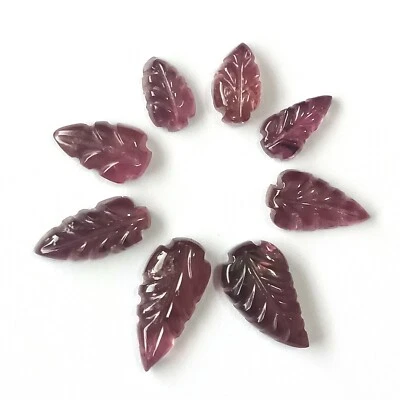13.39 Cttw,Handcarved Rubelite Tourmaline Leaf,Leaf Shape Rubelite,Hand Carved  - Image 1 of 4