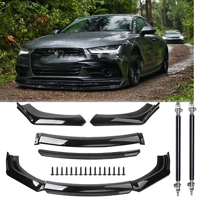 For Audi A4 A5 A6 A7 B7 Front Bumper Lip Spoiler Splitter Body Kit Glossy Black Foto 1 de 4