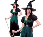 Ladies SPARKLE EMERALD WITCH DISCO QUEEN Halloween Fancy Dress Costume UK
