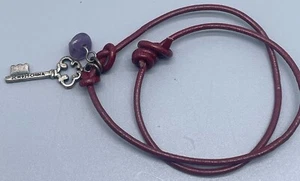 JMC 925 Sterling Silver Key Charm Purple Stone Charm Bracelet  - Picture 1 of 4