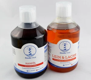 Barföl-Set, Hanföl & Lachs-Leinöl-Mischung, je 500ml,Hund,Katzen - Bild 1 von 3