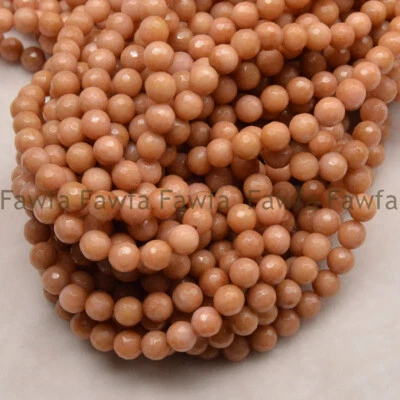 Cuentas sueltas redondas de piedras preciosas de topacio naranja facetado de 8/10 mm hilo de 15" para hacer joyas Foto 1 de 4