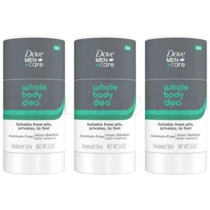 Dove Men+Care Whole Body Deodorant Aloe & Bamboo 2.6oz Lot of 3 - Picture 1 of 7