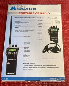 Midland 75-822 40-Channel Hand Held CB Radio with Adapter In Box - Picture 1 of 3