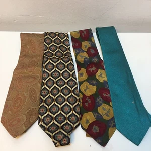 Fendi Corbatas Seda Multicolor Paisley Sólido Lote de Cuatro - Imagen 1 de 8