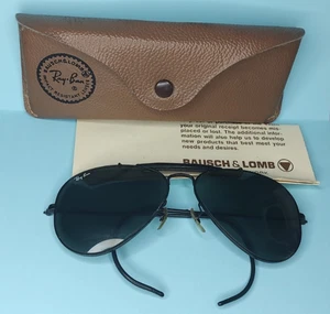 Vintage Ray Ban Outdoorsman Black Aviator Sunglasses Bausch & Lomb USA w/ Case - Picture 1 of 24
