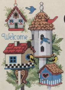 Vintage Dimensions Counted Cross Stitch KIT Sealed Birdhouse Welcome 5x7 1995 - Bild 1 von 3