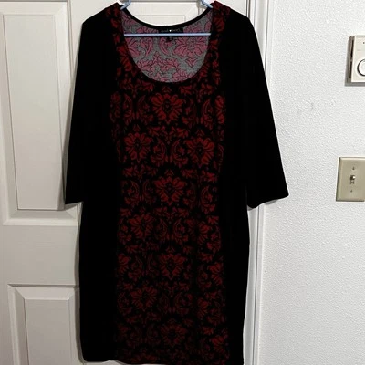 Vestido Suéter Derek Corazón Tejido Rojo Negro Mujer Pullover Talla 2XL USADO EN EXCELENTE ESTADO Foto 1 de 4