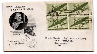 Major General James H. Doolittle 1944 First Day of Issue Air Mail Cover - Image 1 of 2