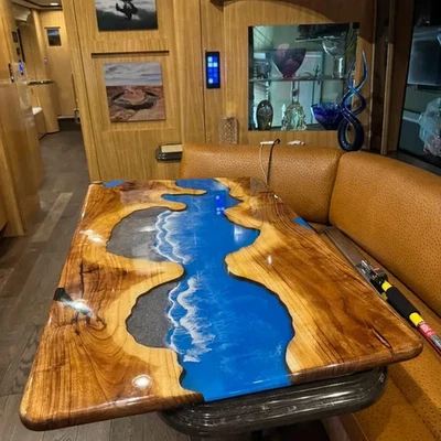 Custom Order Epoxy Resin Table, Custom Table, Ocean Design, Wood Art Resin Decor - Image 1 of 4