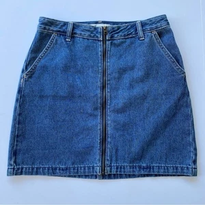 Hollister Junior Denim Minirock Größe 5 ultrahoher Bund Frontreißverschluss Jeans Y2K - Bild 1 von 7