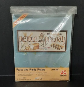 VINTAGE 1976  LEEWARDS PEACE & PLENTY  CROSS STITCH KIT SEALED PACKAGE 24" 10" - Picture 1 of 6