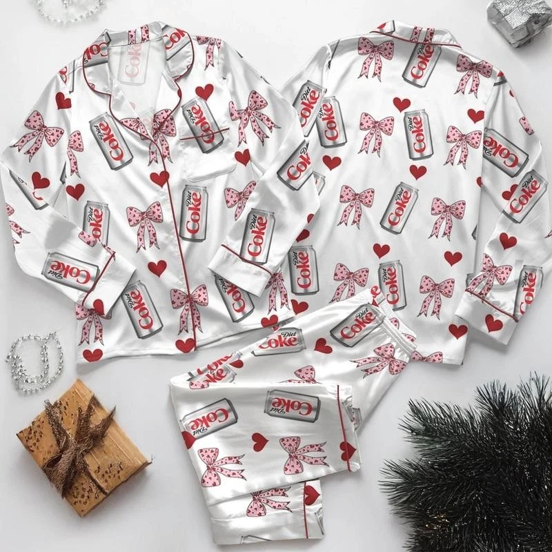 Conjunto de pijama Diet Coke, ropa de dormir navideña a juego para mujer, amante de la Coca-Cola dietética Foto 1 de 4