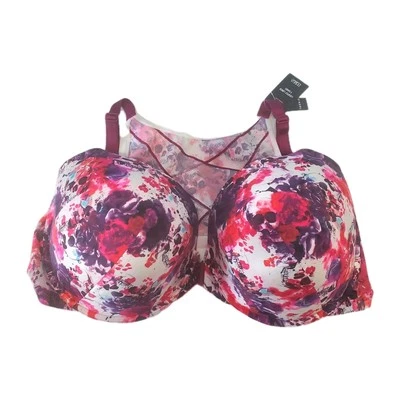 Torrid BRA Front Closure Lightly Lined T-Shirt Pink & Purple Floral 48DDD NWT - Image 1 of 4