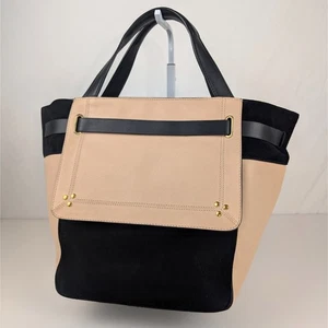 $1350 Jerome Dreyfuss Vladimir Bolso de Mano Cuero de Cabra Gamuza Bolso Beige Negro Cartera - Imagen 1 de 9