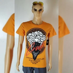 CROOKS CASTLES MEDUSA CIRCLE LARGE LOGO TEE MEN'S SHORT SLEEVE SIZE M ORANGE - Picture 1 of 12