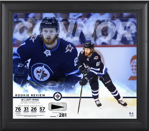 Kyle Connor Jets FRMD 15x17 Rookie Review Collage w/Piece GU Puck LE/281 Cover