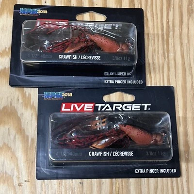 Par de señuelos de cangrejo de río LIVE TARGET 3/8 OZ cuerpo hueco Craw Foto 1 de 4
