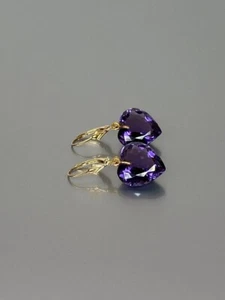 Orecchini Cuore Pietra Preziosa Ametista Argento Sterling 925 Gioielli Febbraio Pietra Nascita - Foto 1 di 4