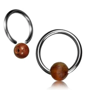 Tamarindenholz Universale Piercing Sfera a Clip Anello Argento Setto Helix Trago - Foto 1 di 2