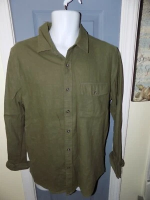 21 MEN Olive Green Button Down Long Sleeve Shirt Size M Men's EUC Foto 1 de 3