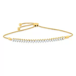 10k Yellow Gold 1Ct 100% Lab Grown Diamond Adjustable Womens Bolo Bracelet - Picture 1 of 9