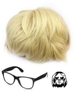 Costume Kurt Cobain parrucca e occhiali scuri nirvana spirito adolescente grunge abito fantasia - Foto 1 di 4