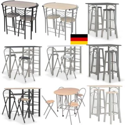 3-teilig Set Stehtisch mit 2 Hockern Bartisch-Set Küchentresen Bistrotisch DE - Bild 1 von 4
