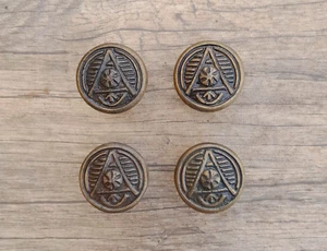 4pcs Vtg cast iron fancy bronze paint door cabinet drawer cupboard knobs handle - Picture 1 of 7