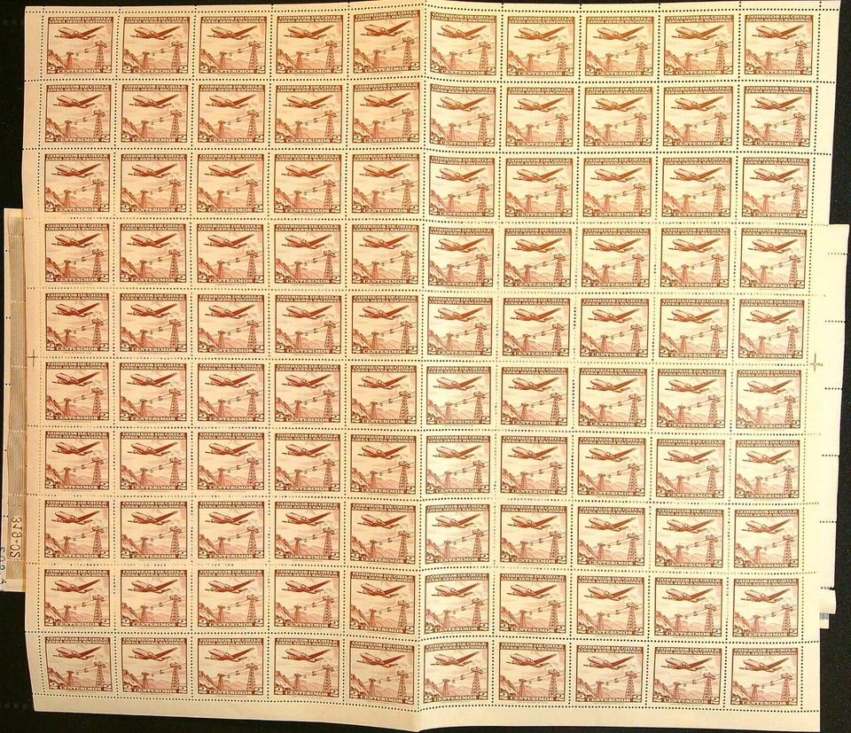 Avión CHILE 1960 LAN 2 centesimos marrón MNH hoja completa Foto 1 de 1