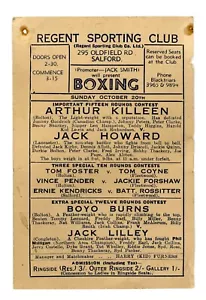 Vintage Boxing flyer leaflet handbill Arthur Killeen Jack Howard Regent Salford - Picture 1 of 4