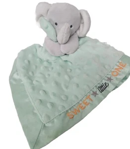 Child of Mine SWEET LITTLE ONE Mint Green Minky Gray Elephant Lovey Rattle  - Picture 1 of 7