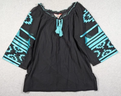 Blusa Roper feminina grande transparente rede de pesca asteca sudoeste borlas tribais faroeste - Imagem 1 de 4