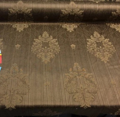 Fabricut Brown Latte Damask Drapery Fabric By the yard - Image 1 of 4