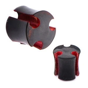 PAIR-Horn w/Red Accents Saddle Flare Ear Plugs 06mm/2 Gauge - Picture 1 of 4