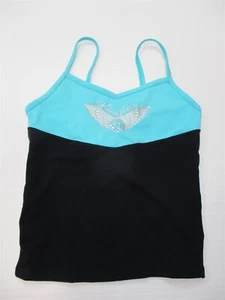 Nueva camiseta sin mangas de gimnasia negra/azul con logotipo de estrás talla M de MINA FINA para mujer - Imagen 1 de 8