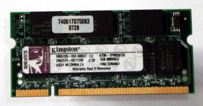 1 GB DDR-RAM 200-pin SO-DIMM PC-2700S  'Kingston KTM-TP9828/1G' - Photo 1/2