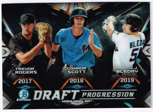 Trevor Rogers/JJ Bleday/Connor Scott Draft Progression 2019 Bowman Chrome DPRMIA