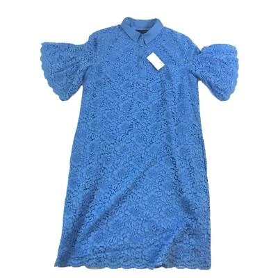 Banana Republic Polo Dress Womens Small Blue Lace Flutter Short Sleeve $148 New - Image 1 of 4