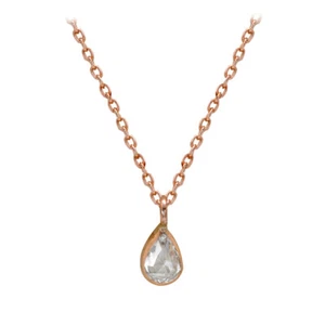 Damenkette aus 585/-14 Kt Rosegold mit Tropfenform Diamant Anhänger 0,13 ct - Bild 1 von 3
