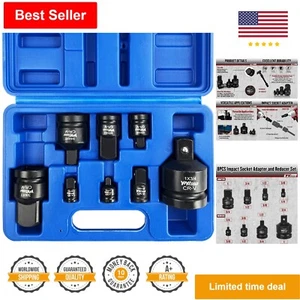 Impact Socket Adapter and Reducer Set - 8 Piece SAE - Chrome Vanadium Steel - Picture 1 of 9