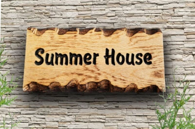 Personalised Carved Oak Sign ,Wooden House Name Plaque Home  Outdoor Plate - Image 1 of 4