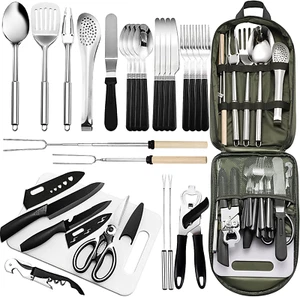 Camping Kitchen Equipment Camping Cooking Utensils Set Portable Picnic Cookware - Picture 1 of 12