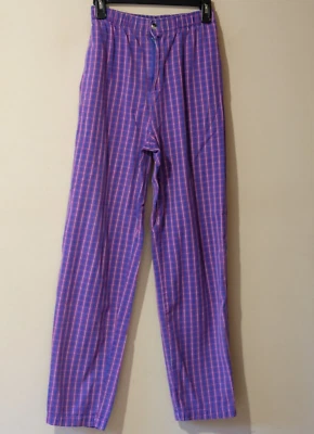LL BEAN  Women's Size S (24-33x29.5) Plaid Pants Purple Indigo Straight #p73-50 - Image 1 of 4