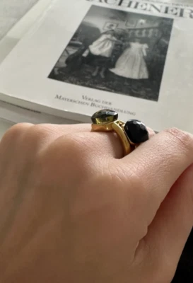 Ring Gr. 54 18k vergoldet Stein Anthrazit Quartz Nudo - Bild 1 von 4