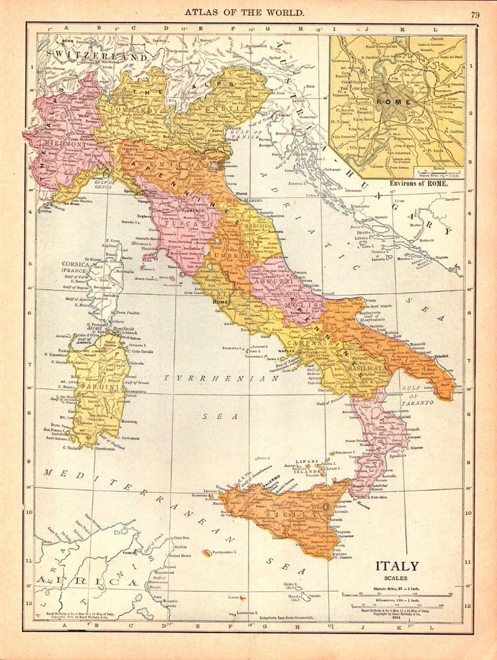 ITALY Antique original map 1914 - Image 1 of 1