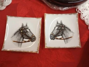 Vintage Bradley Exclusive Horse Square Wall plate Tinket Dishes (2) - Picture 1 of 5